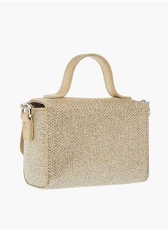 Little Missy Girls Bow Accent Crossbody Bag with Chain Strap and Button Closure  - Image 3