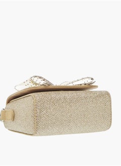 Little Missy Girls Bow Accent Crossbody Bag with Chain Strap and Button Closure  - Image 5