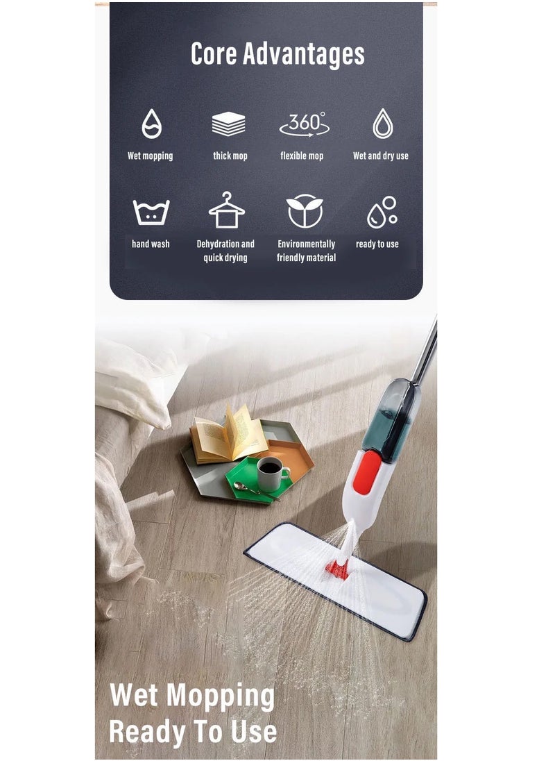 AURORA Spray Mops for Floor Cleaning, Microfibre Mops with 1 Reusable Pads and 400ml Refillable Mops Bottle Wet Dry Mop for Home Hardwood Laminate  - Image 2