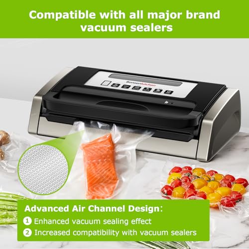 Bonsenkitchen [2025 Upgraded] Bonsenkitchen 3 Rolls 11" x 16' + 3 Rolls 8" x 16' Vacuum Sealer Bags for Food with a Color Box, Easy to Store, Commercial Grade, BPA Free, Great for Food Storage or Sous Vide, VB22 - Image 4