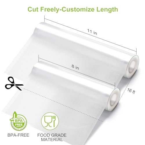 Bonsenkitchen [2025 Upgraded] Bonsenkitchen 3 Rolls 11" x 16' + 3 Rolls 8" x 16' Vacuum Sealer Bags for Food with a Color Box, Easy to Store, Commercial Grade, BPA Free, Great for Food Storage or Sous Vide, VB22 - Image 2