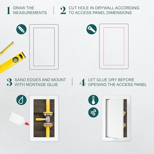 ECOPRO VENT 6" x 10" White Plastic Access Panel. Service Shaft Door Panel. Plumbing, Electricity, Heating, Alarm Wall Access Panel for Drywall. Bathroom Services Access Hole Cover. (6" x 10") - Image 3