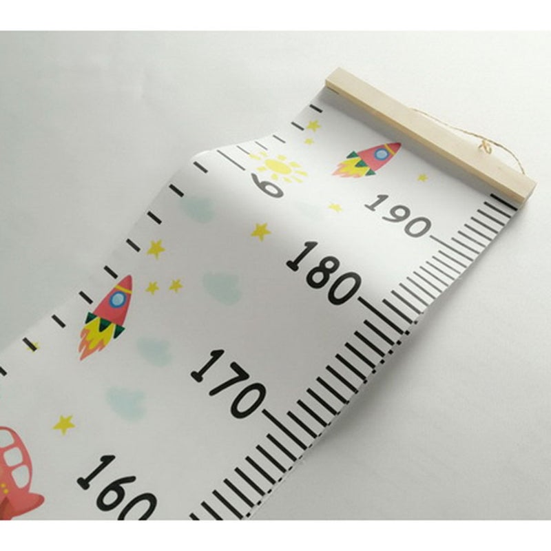 Wall Ruler Growth Chart Height Growth Chart Wood and Canvas Baby Growth Chart for Nurseries Bedrooms Wall Decor 

(Colorful Pattern/With Pine) - Image 4