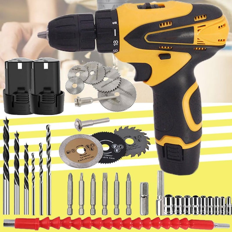 Galaxe Cordless 12V brush center cordless drill machine power drills electric wood drill machine with 9pcs HSS Circular Saw Blade/Cutting Discs (GLX12V9CD5, 37pcs tool kit) - Image 5