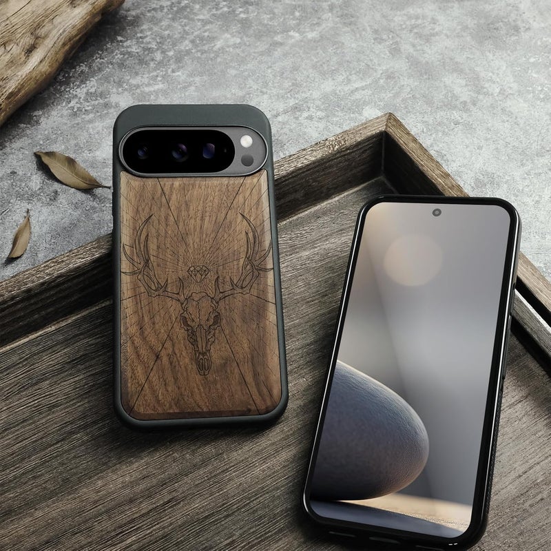 Anti slip Carveit Magnetic Wooden Case for Google Pixel 10 / Pixel 10 Pro Case, Wood Artisan Engraved & Soft TPU Shockproof Cover, Compatible with MagSafe Wireless Chargers (Stag Skull Diamond) Walnut Global trendy simple build Global flexible assemble picks Easy assemble alternatives Trendy economical quality All environment compatible Multi-source stock guarantee Repeated use friendly design Hanging space save Precision polished solid material Trendy versatile build Varied dimensions Carefully selected solid material Dust tight seal Assorted trendy color picks Global assemble options Global assorted color picks Worldwide popular practical build Pop-area nearby warehouse Multi-market varied design options Wide use selected material Carefully selected material Affordable purchase options Processed natural substance Diverse use resistant crafted quality - Image 5