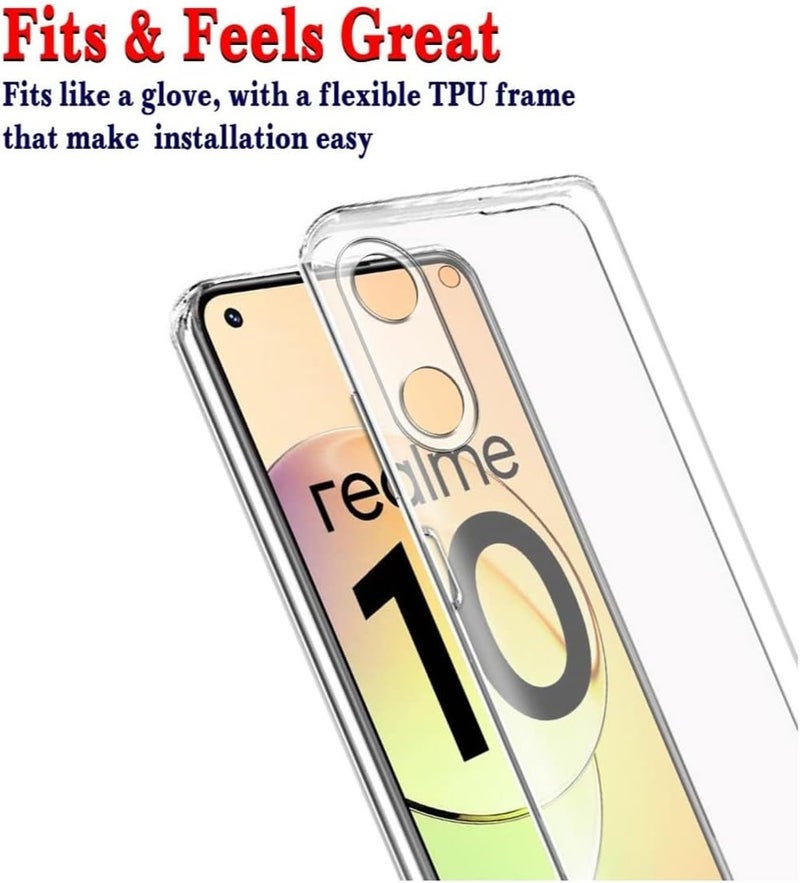 Wtech Mobile Phone Cases and Covers Compatible with Realme 10 4G Soft (Silicone) TPU Slim Thin Crystal Transparent body case cover - Image 2