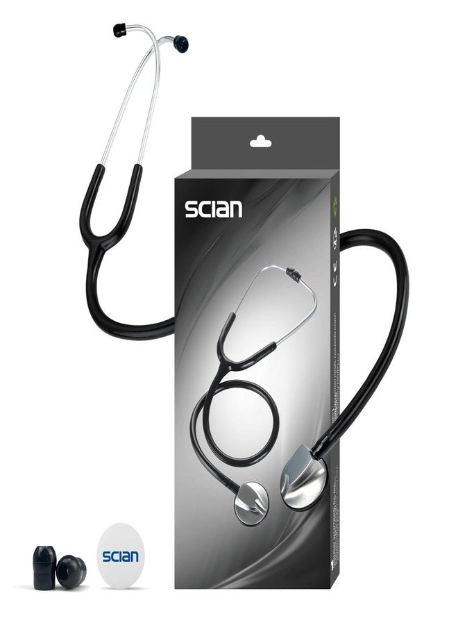 SCIAN Stethoscope for Nurse - Deluxe Single Head Stethoscope for Medical and Clinical Use, Perfect Work for Nurse Doctor Pediatric Infant (Black) - Image 1