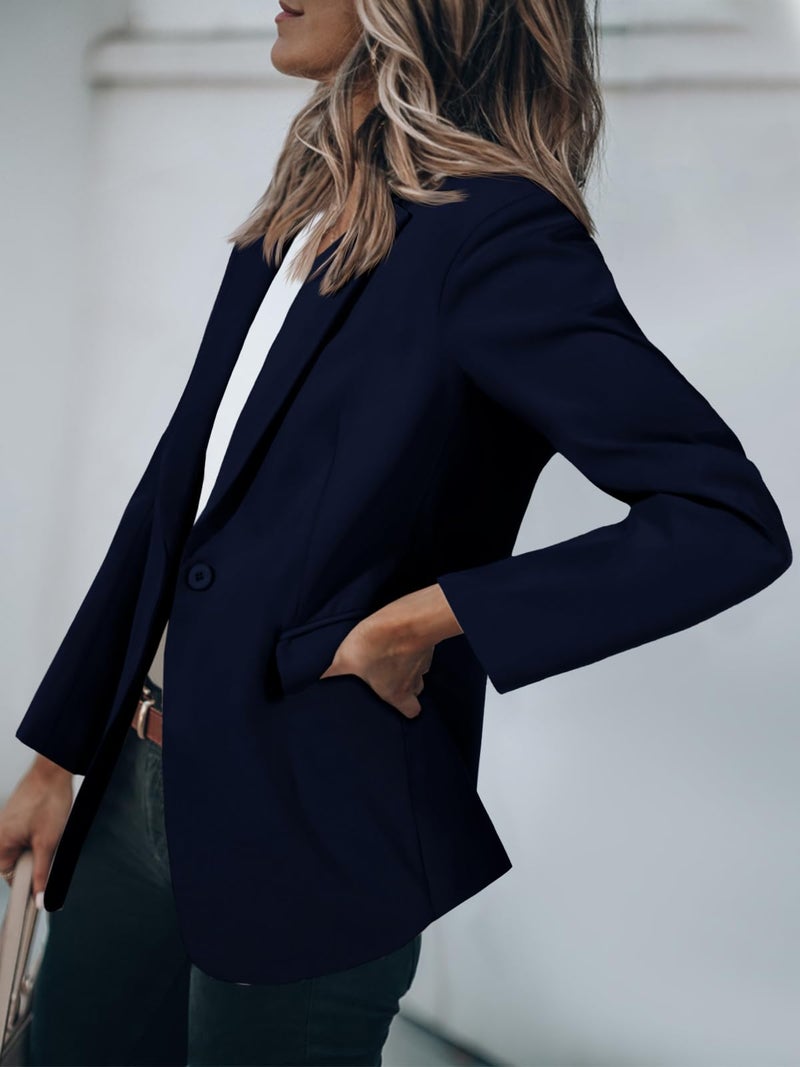 Cicy Bell Womens Casual Blazers Open Front Long Sleeve Work Office Suit Jackets Blazer Navy - Image 3