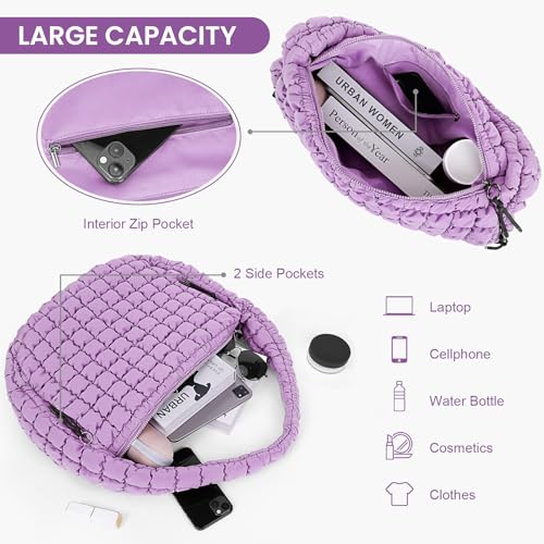 Juoxeepy Quilted Tote Bag Large Quilted Carryall Puffer Shoulder Bag Lightweight Puffy Padding Hobo Bags Puffy Bags - Image 4