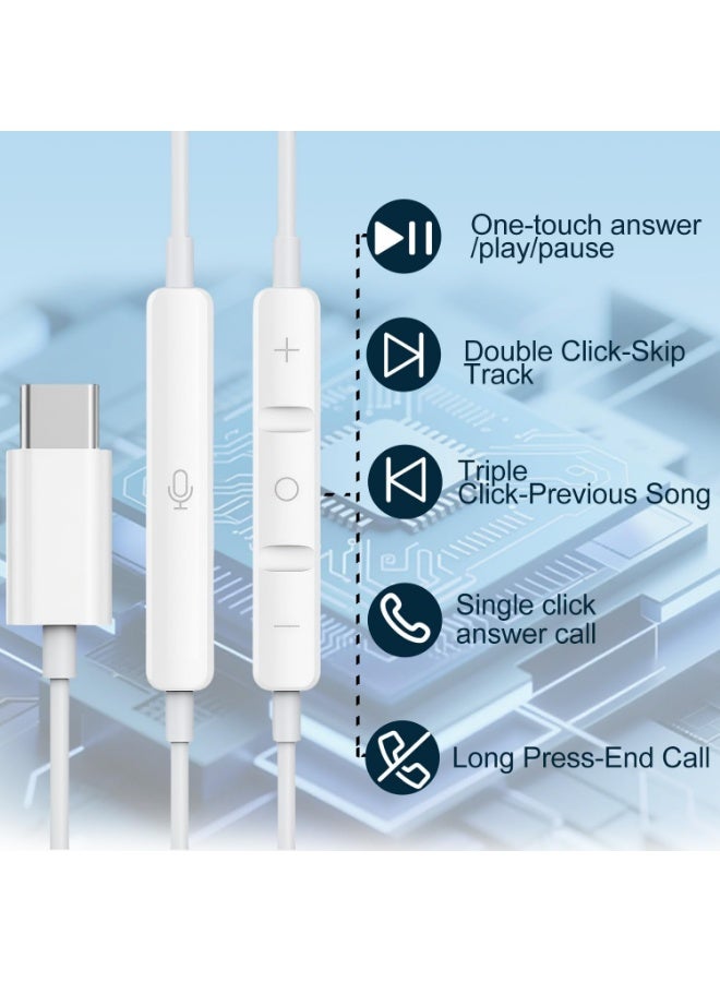 caijin USB-C Earphones: Lossless audio quality and full compatibility; suitable for Huawei, Xiaomi, and Apple devices with a USB-C port - Image 2