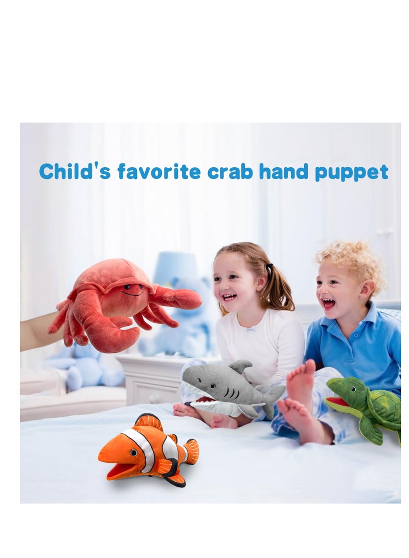 Realistic 13" Crab Hand Puppet - Plush Animal Puppet for Kids with Moveable Mouth, Perfect for Role Play, Teaching, and Gifts for Boys and Girls. Fun Stuffed Crab Toy! - Image 2