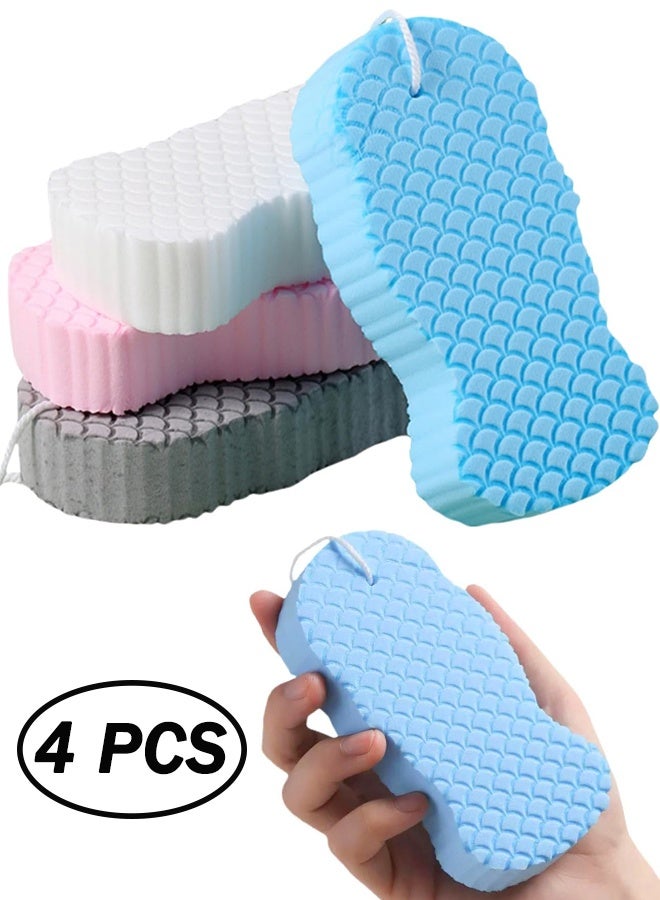 4 Pieces of Magical Exfoliating Bath Sponge, 3D Super Soft Exfoliating, Skin-Friendly, Reusable, Suitable for Adults, Children and Pregnant Women. (Pink+blue+grey+white) - Image 1