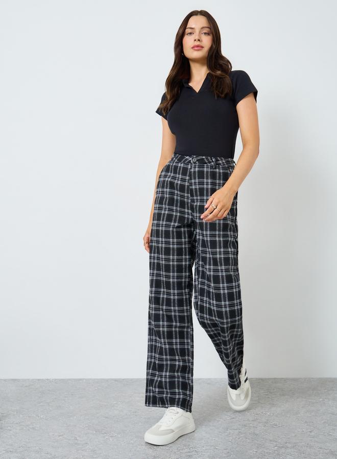 Styli Checkered Wide Leg Pants - Image 1
