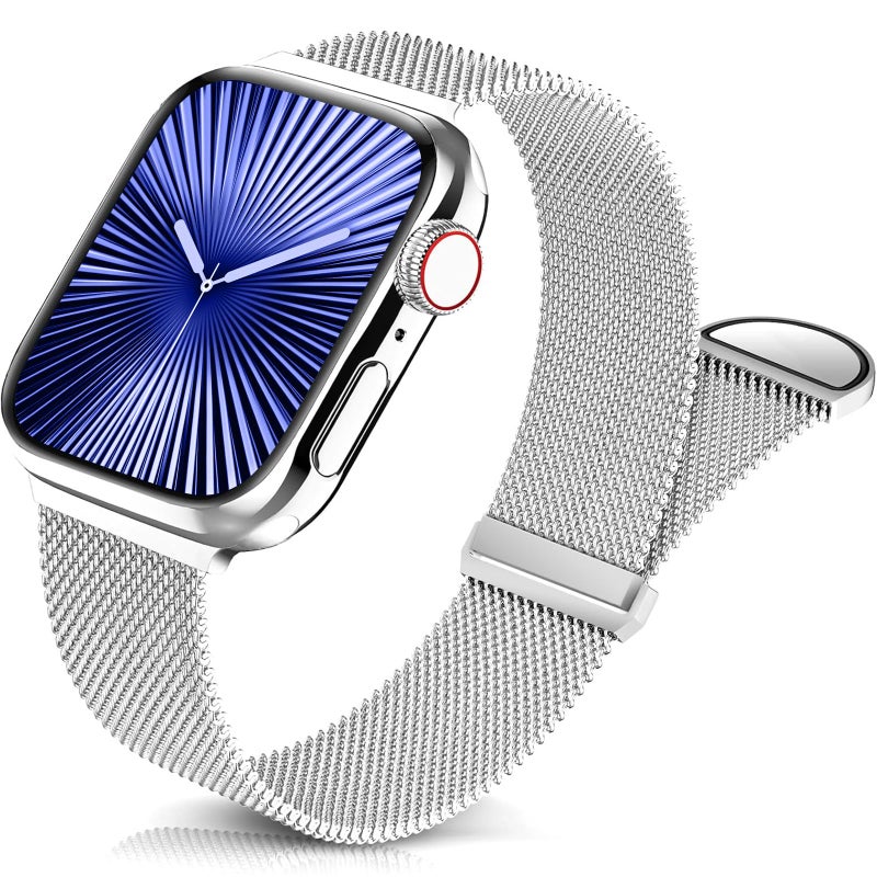 Sunnywoo Milanese Mesh Loop Compatible with Apple Watch Bands 42mm 44mm 45mm 46mm 49mm 38mm 40mm 41mm for Men Women, Stainless Steel Mesh strap for iWatch Series 10 9 8 7 6 SE 5 4 3 2 1 Ultra - Image 1