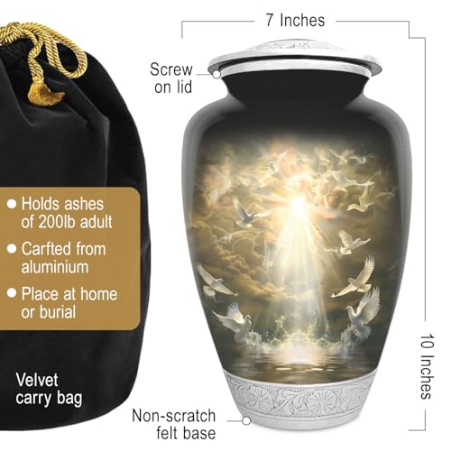 Double Trouble Inc Doves Urn for Human Ashes Large Handcrafted Funeral Memorial Decorative Cremation Urn for Women and Men - Image 3