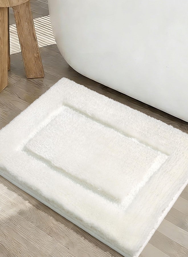 RORA White Bathroom Rugs Mat Ultra Absorbent Non-Slip Bath Mat, Plush Luxury Quick Dry Bath Rugs for Floor, Shower, Tub 18" x 24" - Image 1
