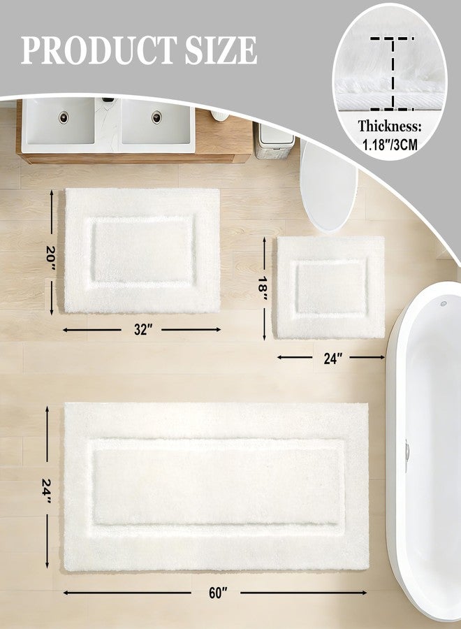 RORA White Bathroom Rugs Mat Ultra Absorbent Non-Slip Bath Mat, Plush Luxury Quick Dry Bath Rugs for Floor, Shower, Tub 18" x 24" - Image 2