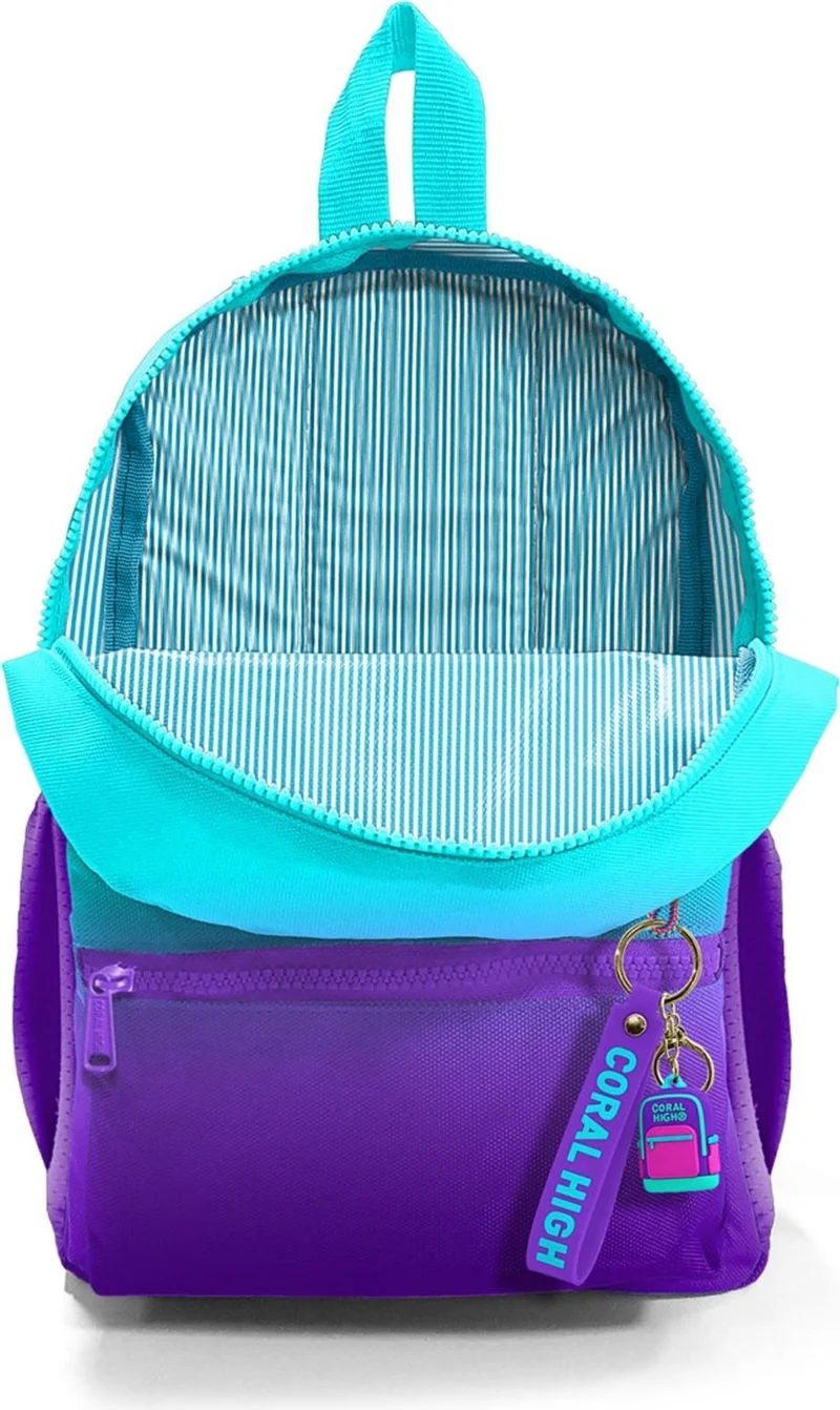 CORAL HIGH Mini Nest Backpack Turquoise Purple Color Transitional Two Compartments 23563