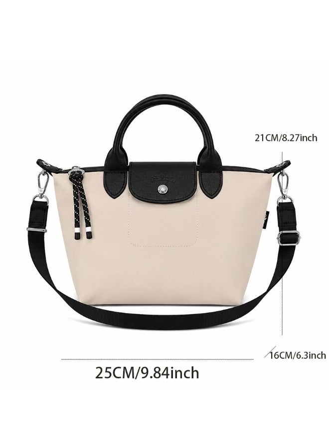Longchamp Energy Series Medium Tote Bag - Cream Off White, Waterproof Fabric with Synthetic Leather Trim - Image 2