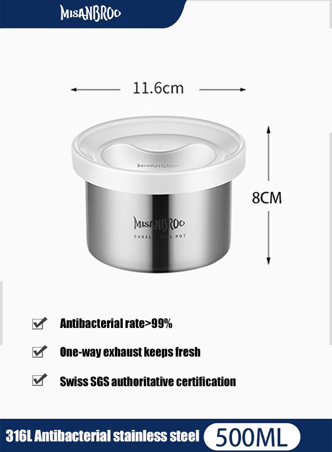 MISANBROO 316L stainless steel sealed tank Antibacterial coffee bean one-way exhaust storage tank tea coffee powder milk powder sealed tank(500ML)  - Image 1