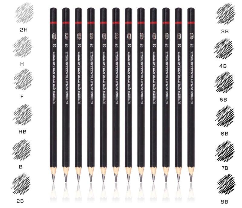 ChiggiWiggi ChiggiWiggi 12 Pcs Artist Graphite Drawing Pencil Set With Metal Case, 3 Pcs White Medium Charcoal Pencil and 3 Pcs Black Charcoal Pencils Set- Soft Medium & Hard Ideal for Drawing & Sketching  - Image 2