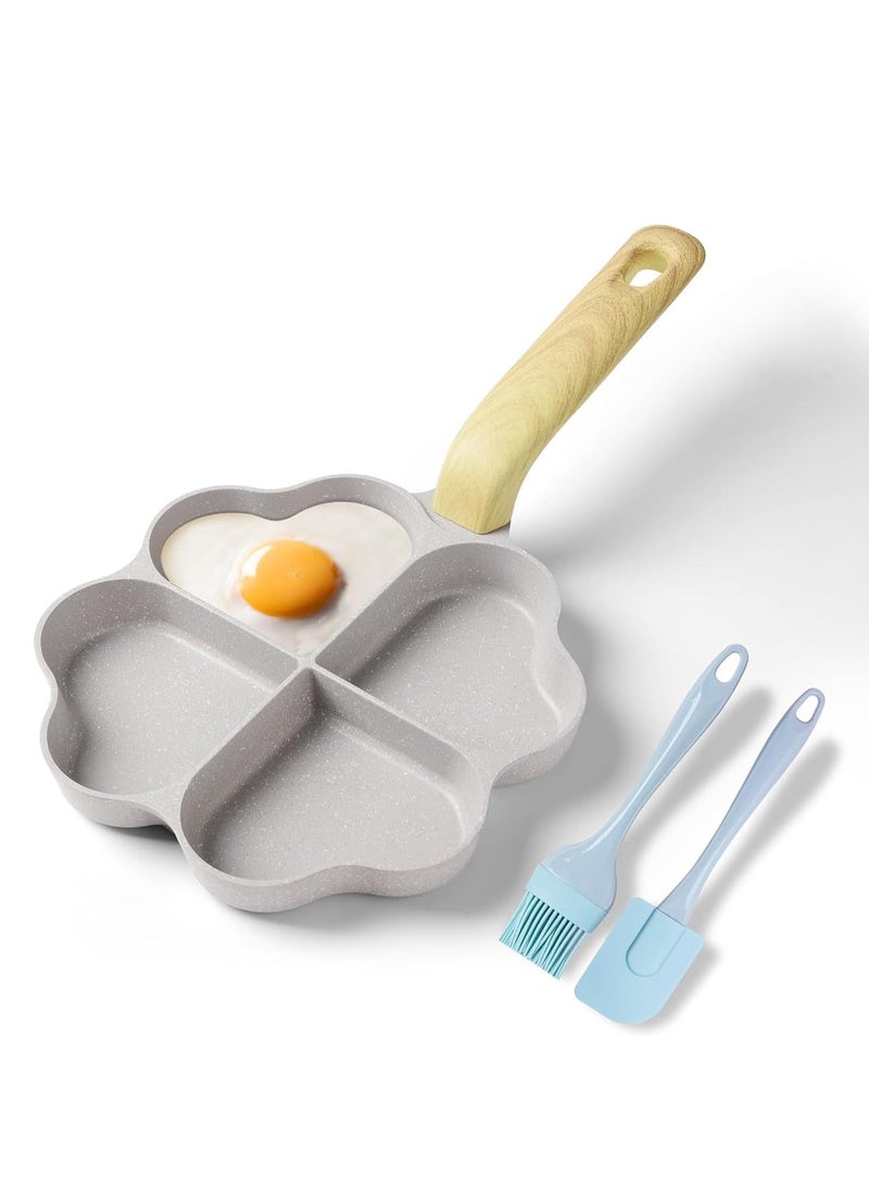 مقلاة عجة البيض، 4 أكواب من الجرانيت غير اللاصق، مقلاة إفطار، وعاء لطهي البيض مناسب لموقد الغاز وتعليمات المطبخ الحثي، خالية من PFOA وPFOS ومحطوطة على شكل قلب. - Image 1