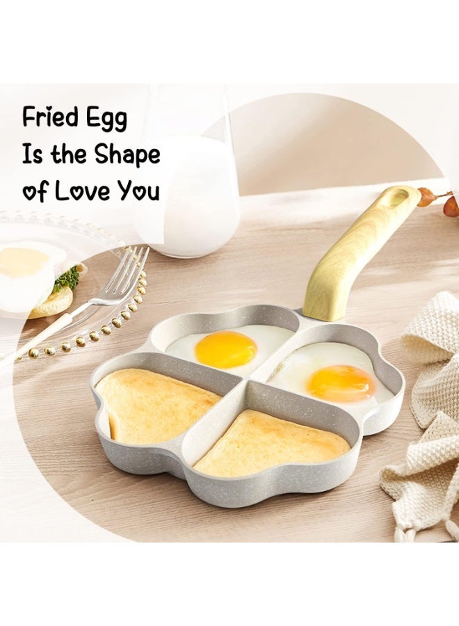مقلاة عجة البيض، 4 أكواب من الجرانيت غير اللاصق، مقلاة إفطار، وعاء لطهي البيض مناسب لموقد الغاز وتعليمات المطبخ الحثي، خالية من PFOA وPFOS ومحطوطة على شكل قلب. - Image 3