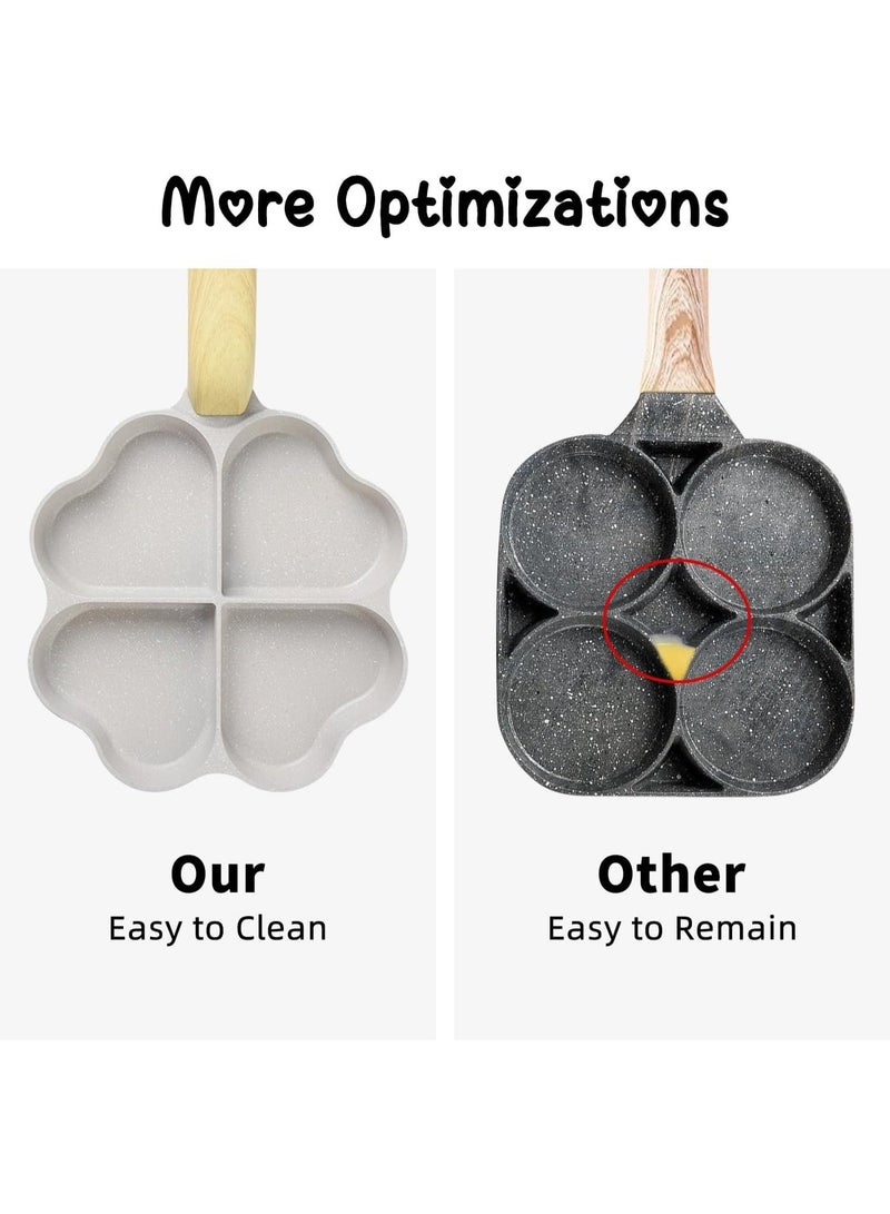 مقلاة عجة البيض، 4 أكواب من الجرانيت غير اللاصق، مقلاة إفطار، وعاء لطهي البيض مناسب لموقد الغاز وتعليمات المطبخ الحثي، خالية من PFOA وPFOS ومحطوطة على شكل قلب. - Image 5