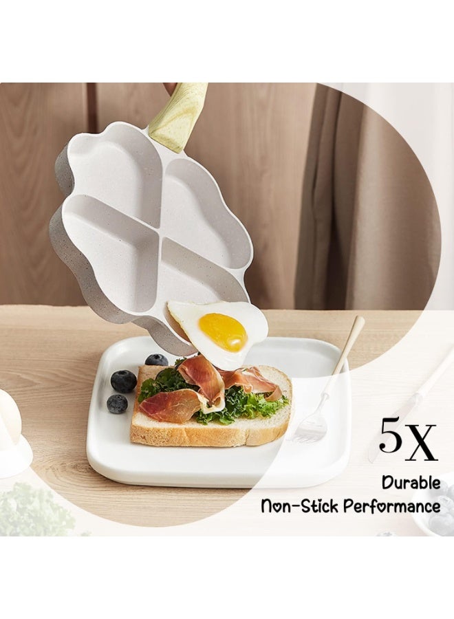 مقلاة عجة البيض، 4 أكواب من الجرانيت غير اللاصق، مقلاة إفطار، وعاء لطهي البيض مناسب لموقد الغاز وتعليمات المطبخ الحثي، خالية من PFOA وPFOS ومحطوطة على شكل قلب. - Image 4