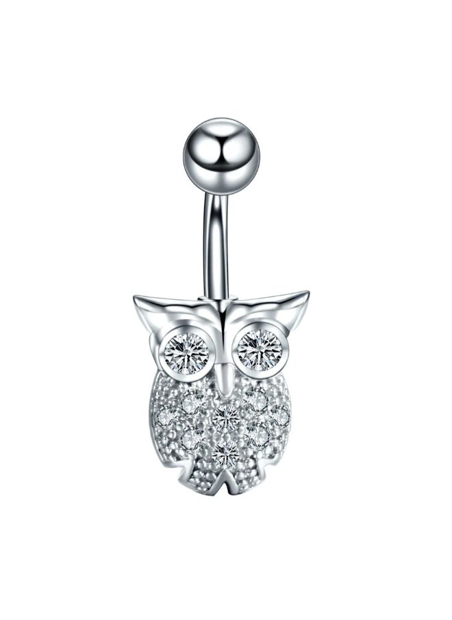 Generic Silver Zirconic Stainless Steel Owel Belly Piercing  - Image 1