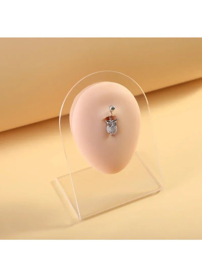 Generic Silver Zirconic Stainless Steel Owel Belly Piercing  - Image 2
