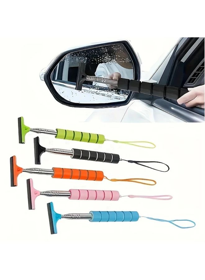 Orange Car Window Squeegee Stainless Steel Adjustable Handle Rubber Blade Streak Free Cleaner - Image 1