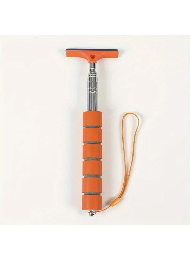 Orange Car Window Squeegee Stainless Steel Adjustable Handle Rubber Blade Streak Free Cleaner - Image 3
