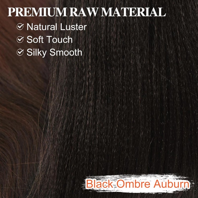 BARSDAR Pre-Stretched Braids Extensions, 66 cm, 8 Packs, Ombre Auburn Long Braiding Hair Extensions, Yaki Hot Water Setting Synthetic Crochet Easy Braids Extensions - T1B/30# - Image 4
