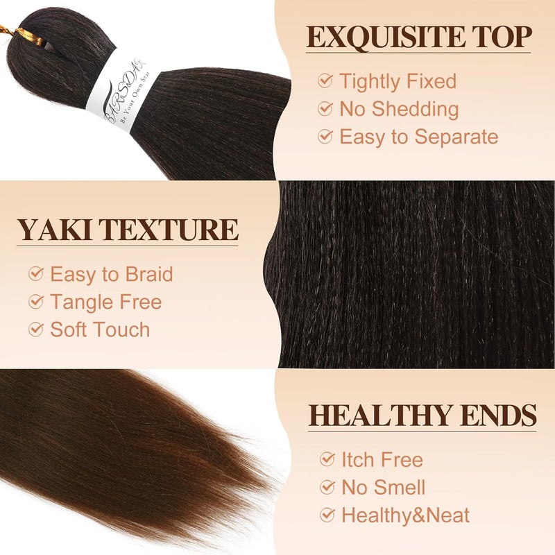 BARSDAR Pre-Stretched Braids Extensions, 66 cm, 8 Packs, Ombre Auburn Long Braiding Hair Extensions, Yaki Hot Water Setting Synthetic Crochet Easy Braids Extensions - T1B/30# - Image 3