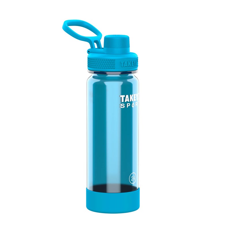 Takeya Tritan Sport Water Bottle with Spout Lid  BPAFree  DishwasherSafe Water Bottle  Reusable Bottle with Lid Handle  Simple LeakProof Water Bottle  24 oz Championship Blue