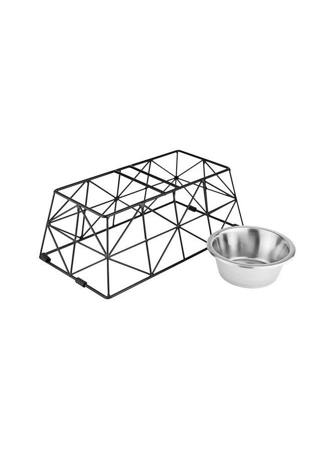 Paw Elevated Stackable Taper Cross Metal Feeder For Dog & Cat | Double Feeding Bowl Combo For Providing Food And Water To Beloved Dog, Puppies & Cats With 800Ml Each Bowl - Image 3