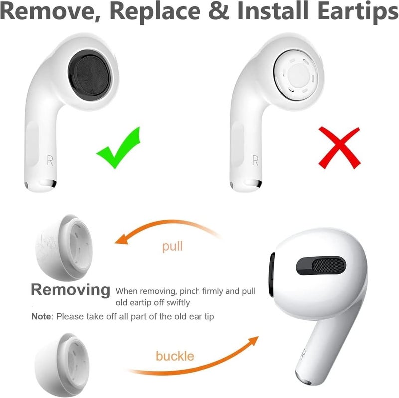 Earbudz أغطية بديلة لسماعات الأذن Airpods Pro [6 أزواج حجم متوسط فقط] للسماعات الأصلية Airpods Pro و Airpods Pro الجيل الثاني (أبيض) - Image 2