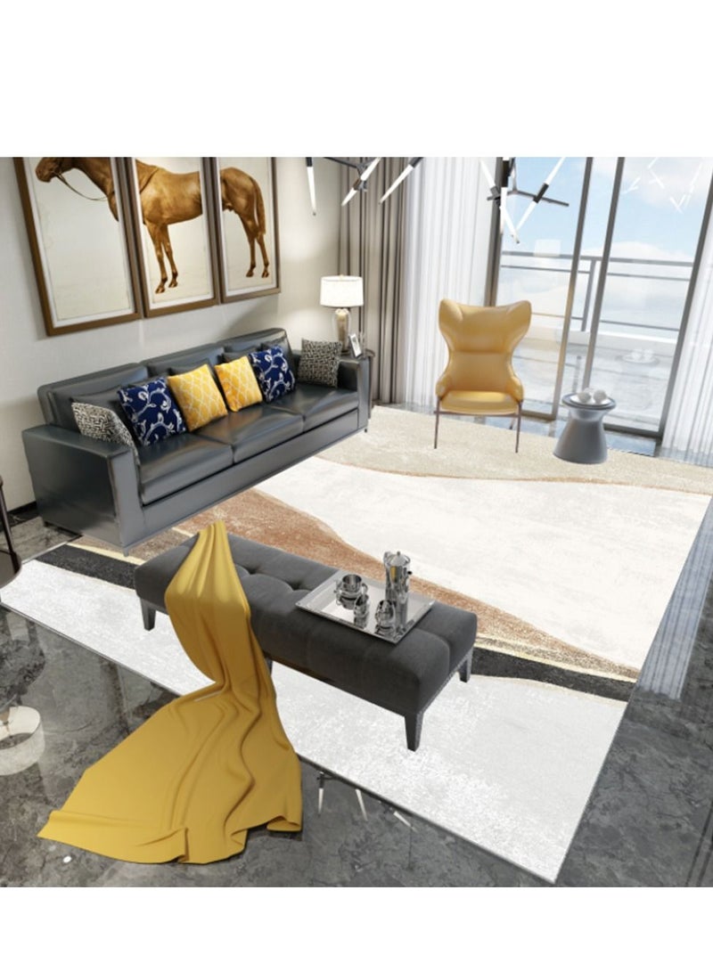 Sharpdo Modern Area Rugs Simple Short Pile Carpet Living Room Bedroom Rug Anti Slip Floor Carpet Home Decor Rectangle Brown Polyvinyl Chlorid  200*300CM - Image 2