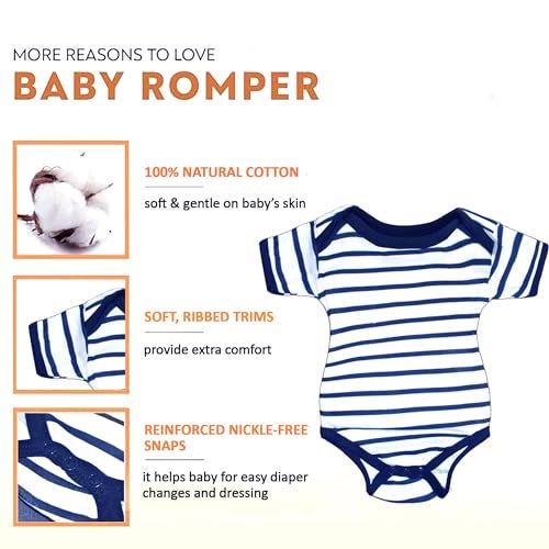 VParents Bodice Half Sleeve Baby Romper Bodysuit Jumpsuit Set of 3 for Boys & Girls, Soft & Comfortable Clothes for Newborns and Infants, Baby Outfit for 0–12 Months - Image 2