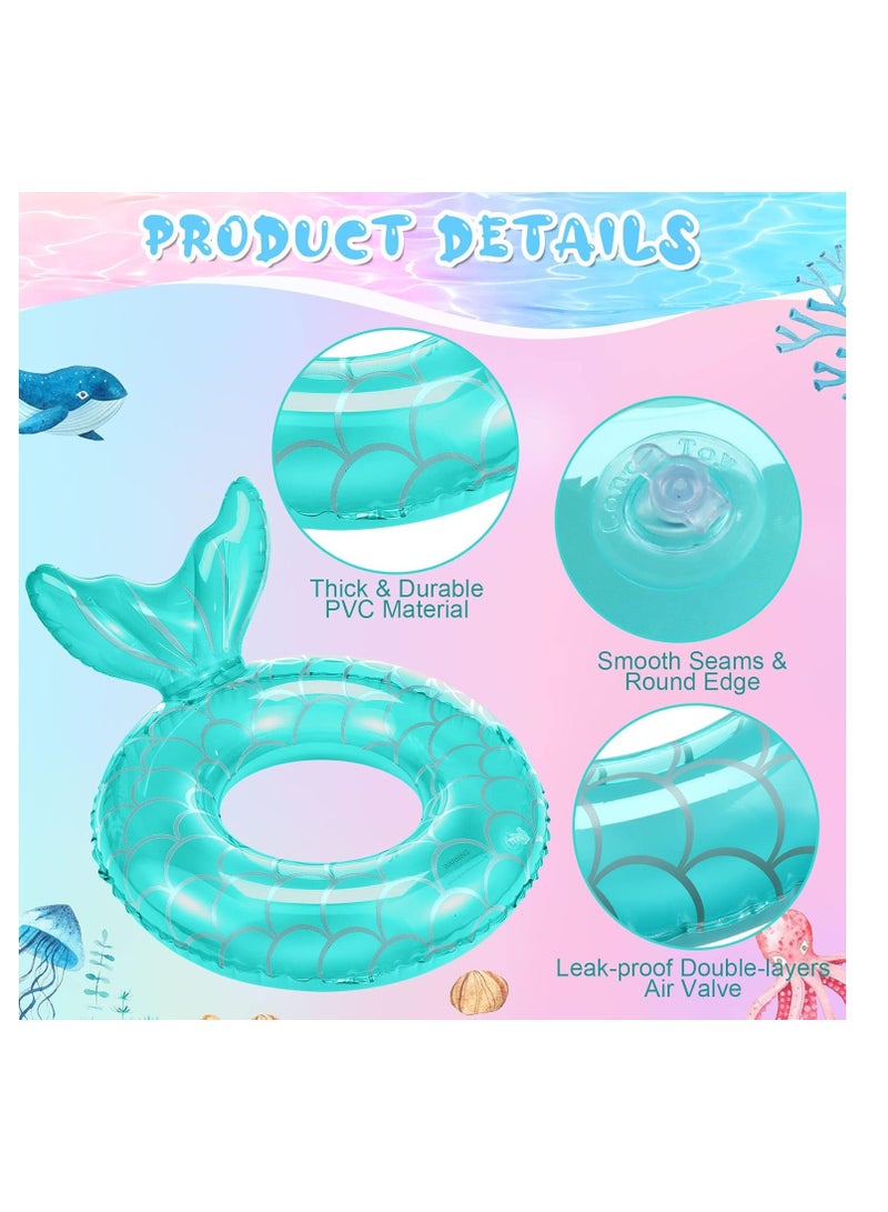 Y&D 2 Pcs Mermaid Pool Float Inflatable Swimming Ring Mermaid Tail Shaped Pool Swimming Float Float Tube Ring Children Swim Rings for Kids Infants Beach Water Activities, Green, Pink - Image 4