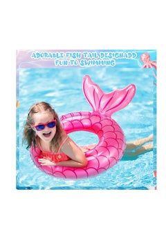 Y&D 2 Pcs Mermaid Pool Float Inflatable Swimming Ring Mermaid Tail Shaped Pool Swimming Float Float Tube Ring Children Swim Rings for Kids Infants Beach Water Activities, Green, Pink  - Image 5