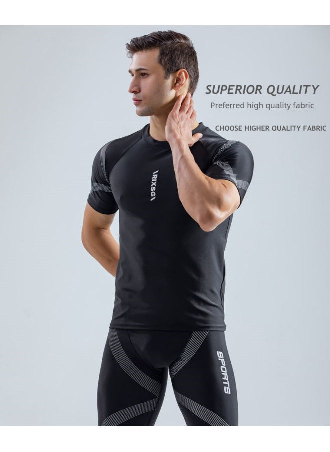 Generic - Xiao Shu Men's Swimsuit Swimming Trunks Suit Swimsuit Top Full Body Men's Five Points Professional Flat Angle Quick-drying Swimming Equipment-Color:separate Top- - Image 1