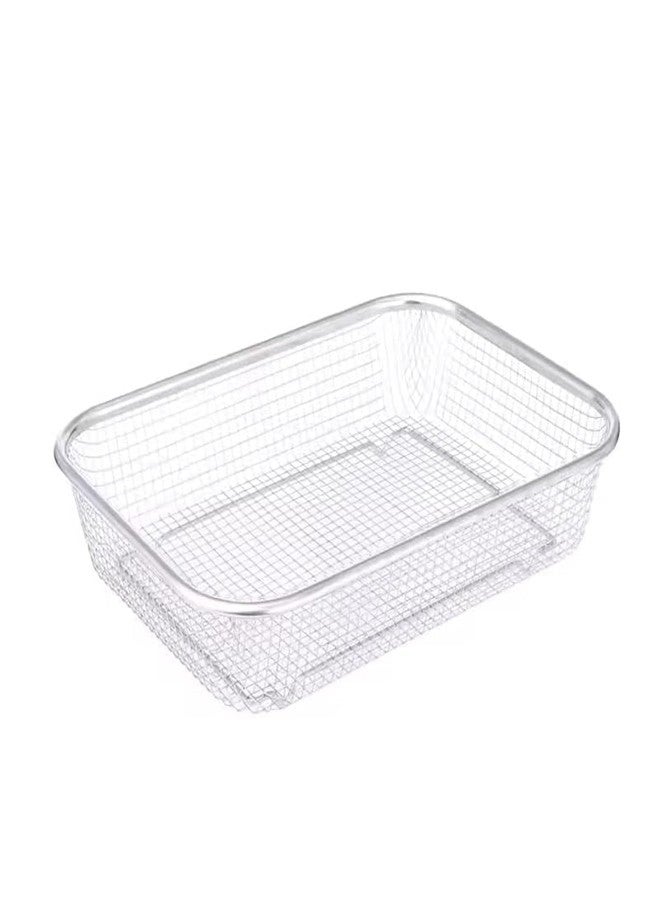 Gyanadh Premium Rust-Proof Stainless Steel Rectangular Basket Multipurpose Fruit Vegetable & Pasta Strainer for Kitchen Air Fryer Mesh Tray for Washing Draining Baking Roasting Large Silver - Image 1