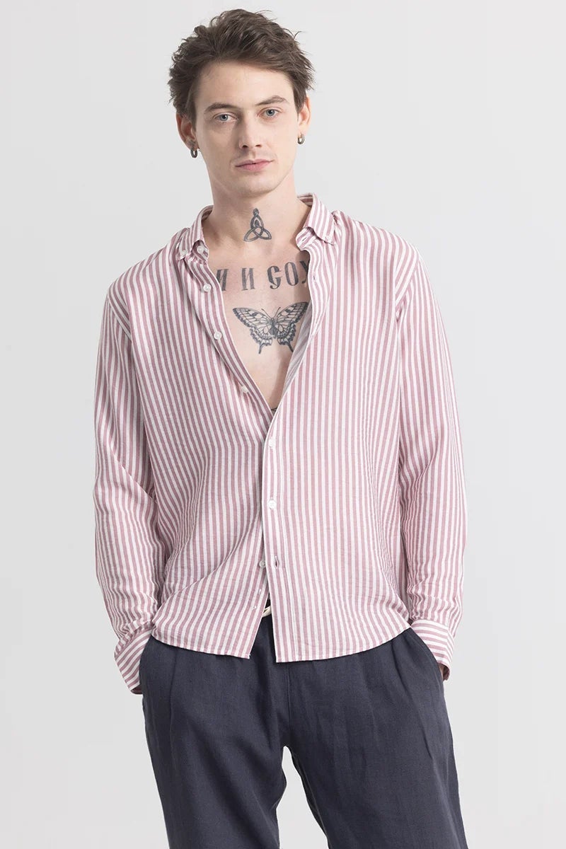 SNITCH Stripehaven Mauve Stripe Shirt - Image 1