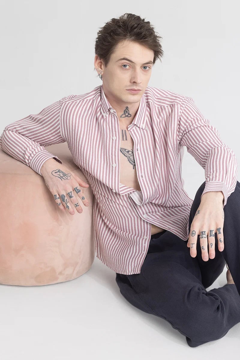 SNITCH Stripehaven Mauve Stripe Shirt - Image 3