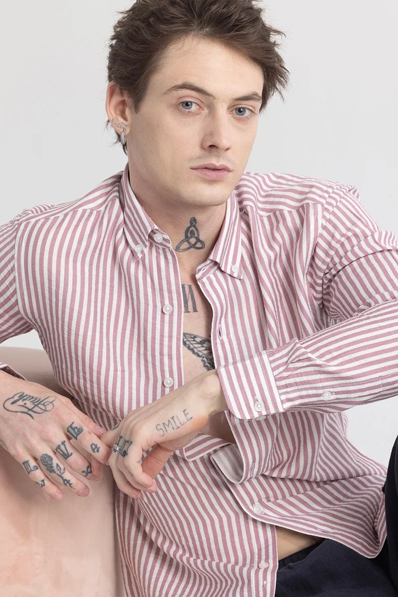 SNITCH Stripehaven Mauve Stripe Shirt - Image 5
