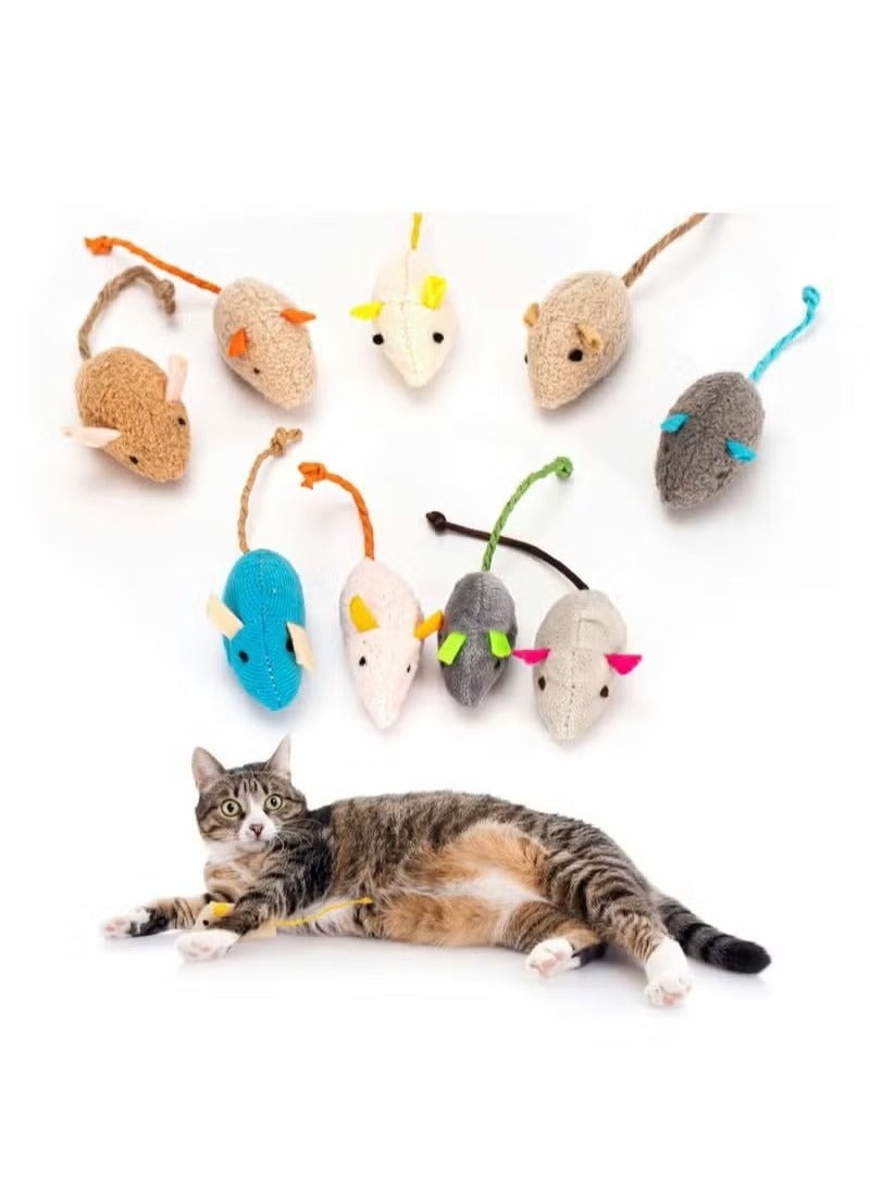 Catnip Toys for Cat, 9 Pcs Interactive Cat Toy Pet Teeth Cleaning Soft Plush Realistic Cute Mouse Colorful Chew Toys with String Tails Indoor Cats Play Bite, Random style  - Image 1