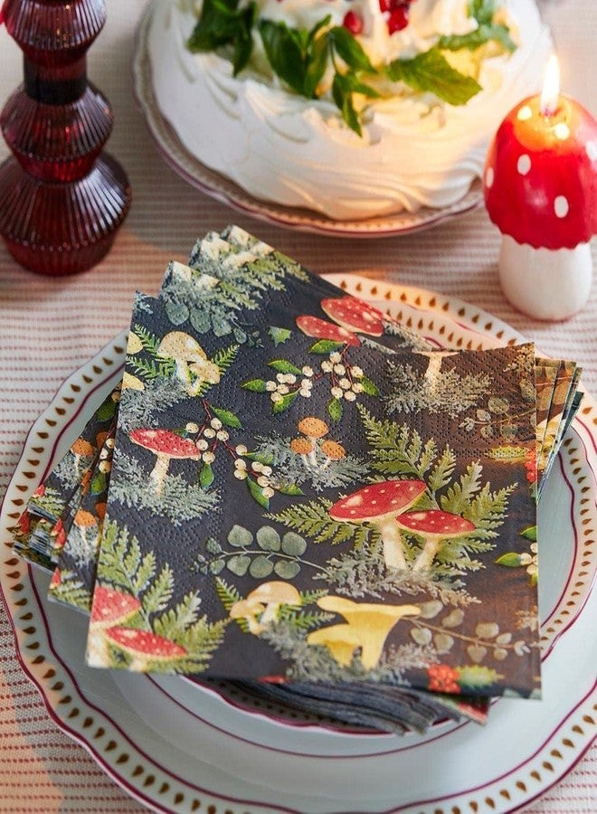 Talking Tables 20 x Fall Dinner Napkins for Christmas, Thanksgiving, Dinner Parties, Decoupage - Woodland Forest Mushroom & Toadstool Serviettes 13" x 13" Eco-Friendly Recyclable - Image 2