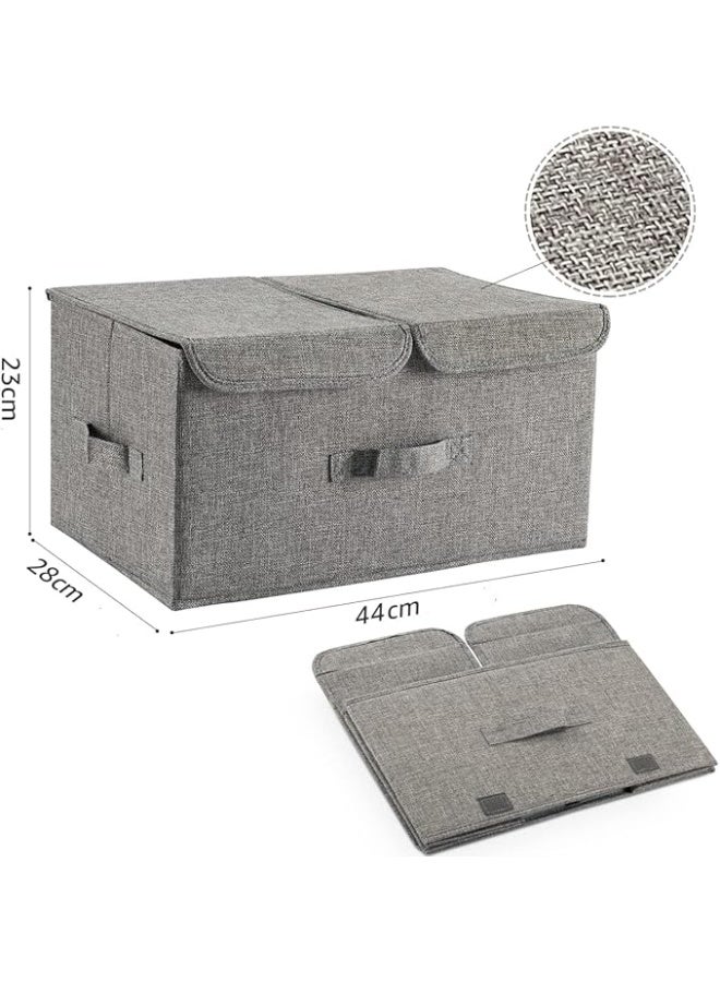 صندوق تخزين مع أغطية من القماش صندوق ألعاب قابل للطي صناديق تخزين كبيرة قابلة للطي لخزانة الملابس والخزانة والرف باللون الرمادي - Image 2